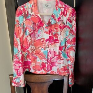Le Suit Women's Vibrant Floral Blouse - Pink and Blue